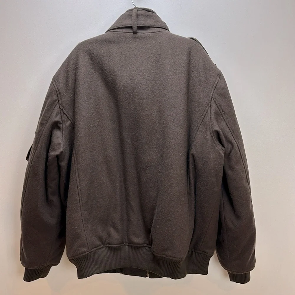 Zeep World Collection Brown Wool Blend‎ Bomber Zipper Jacket XXL Snap Pockets
